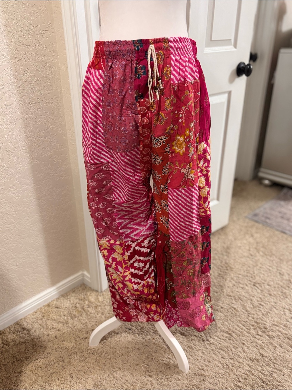 Patchwork Drawstring Casual Lounge Pants in Pink.Pockets!!💕🌷